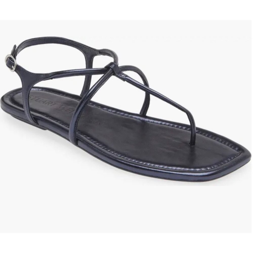 Stuart Weitzman Matilda Metallic nice blue leather Sandals size 8